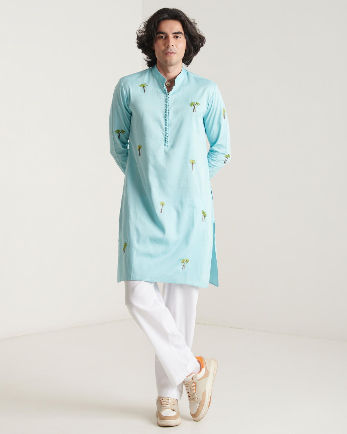 Hand- embroidered beach inspired kurta set