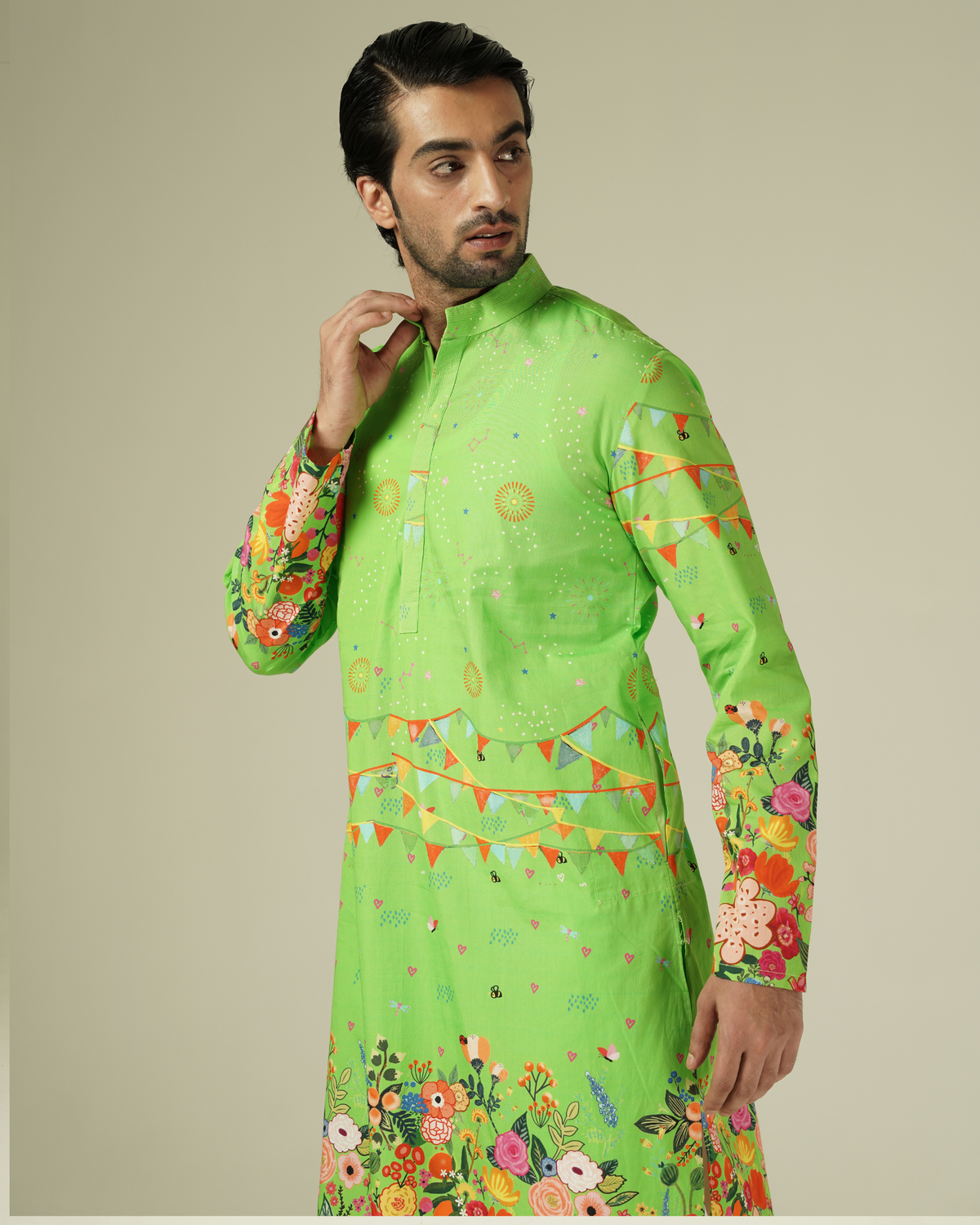 Green carnival kurta set