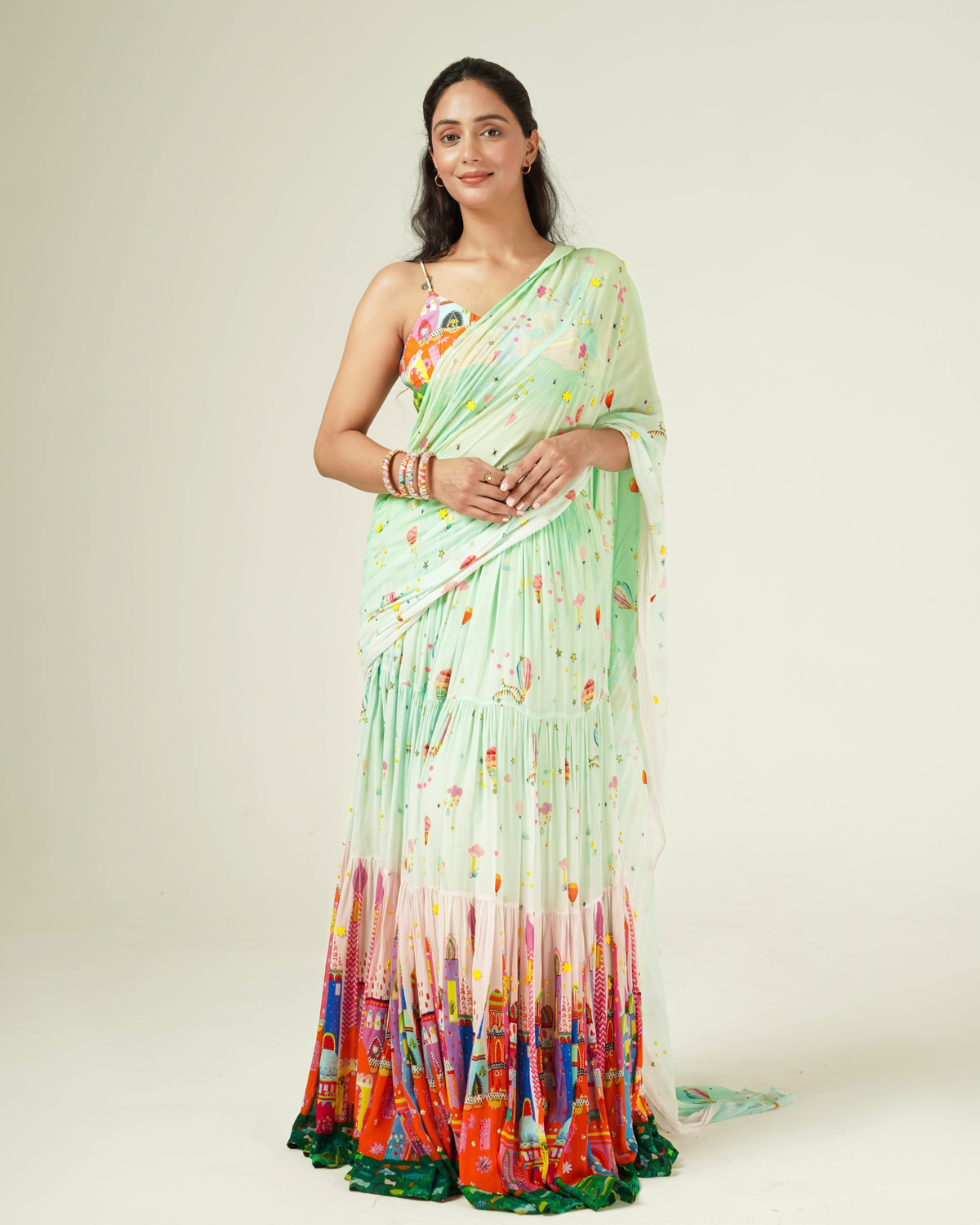 Mint Carnival pre draped saree