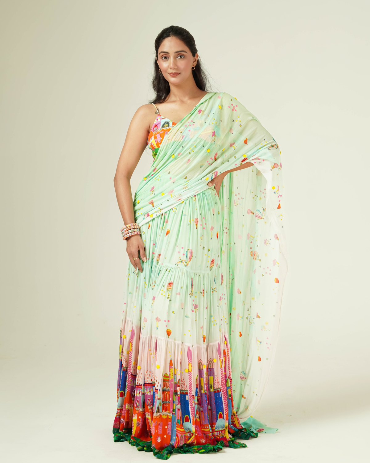 Mint Carnival pre draped saree