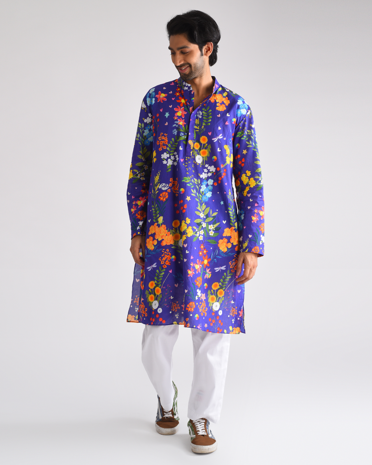 Purpal printed men' kurta set