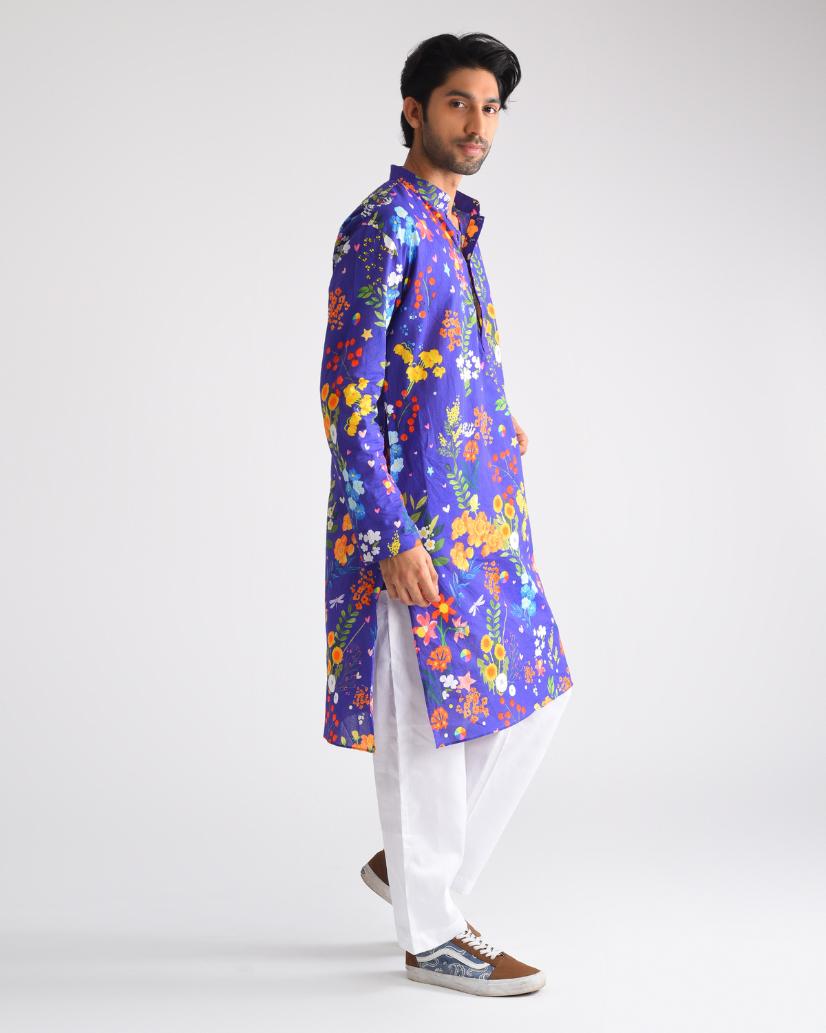 Purpal printed men' kurta set