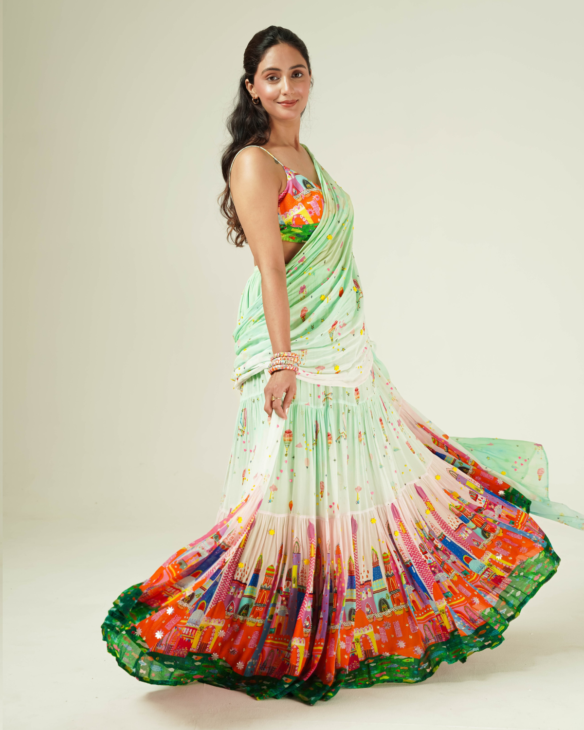 Mint Carnival pre draped saree