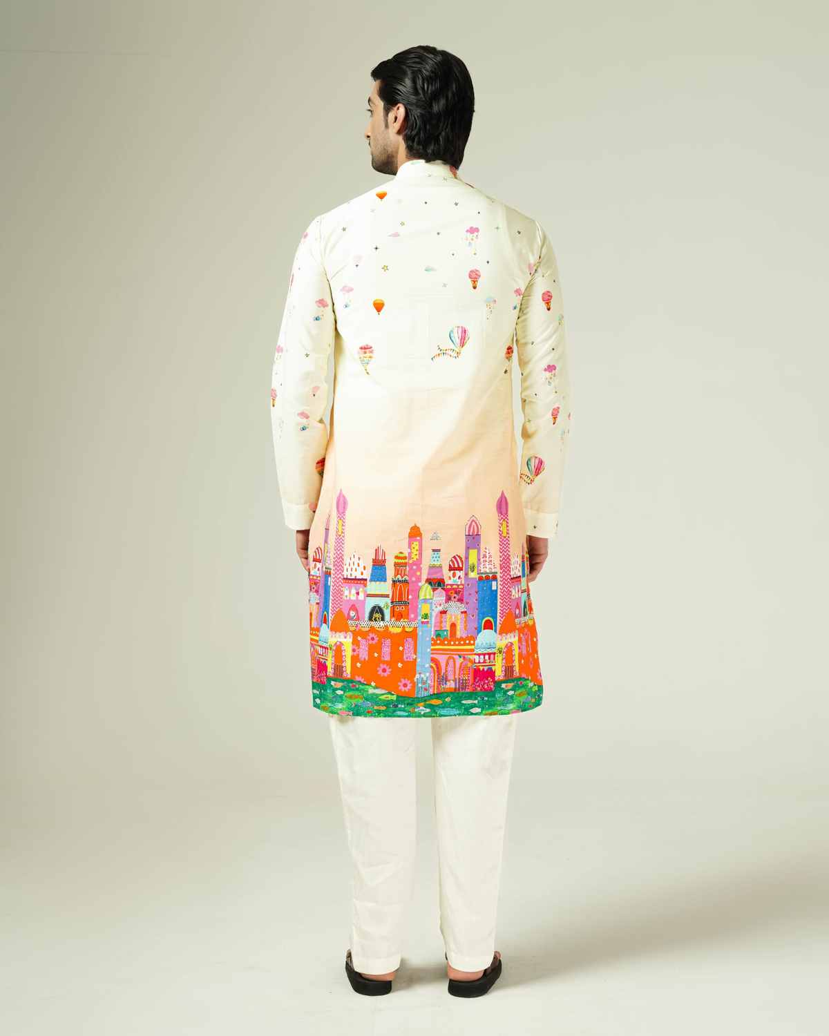 Yellow castle printed kurta  set