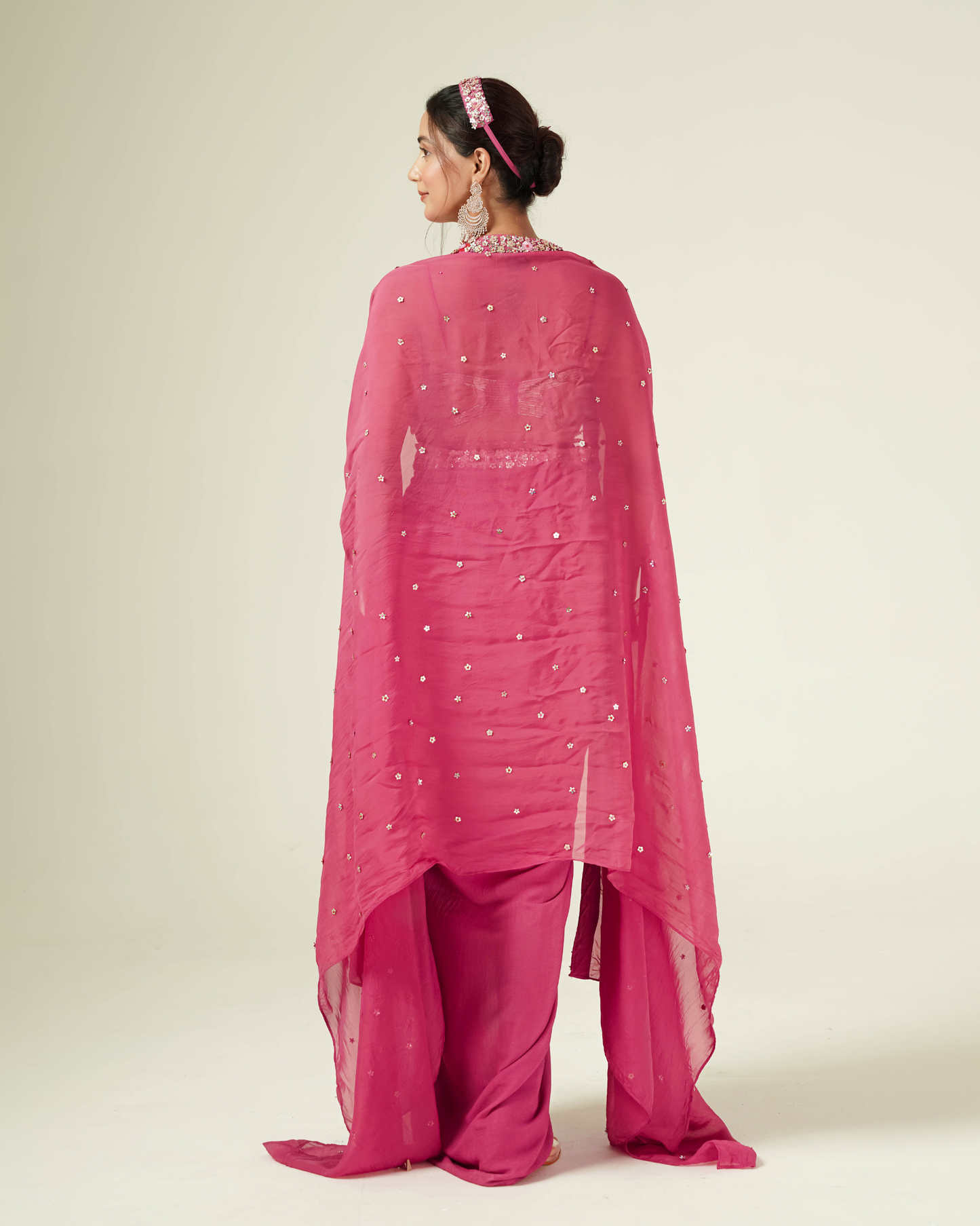 Rosé Bloom Pre-Draped Skirt Set