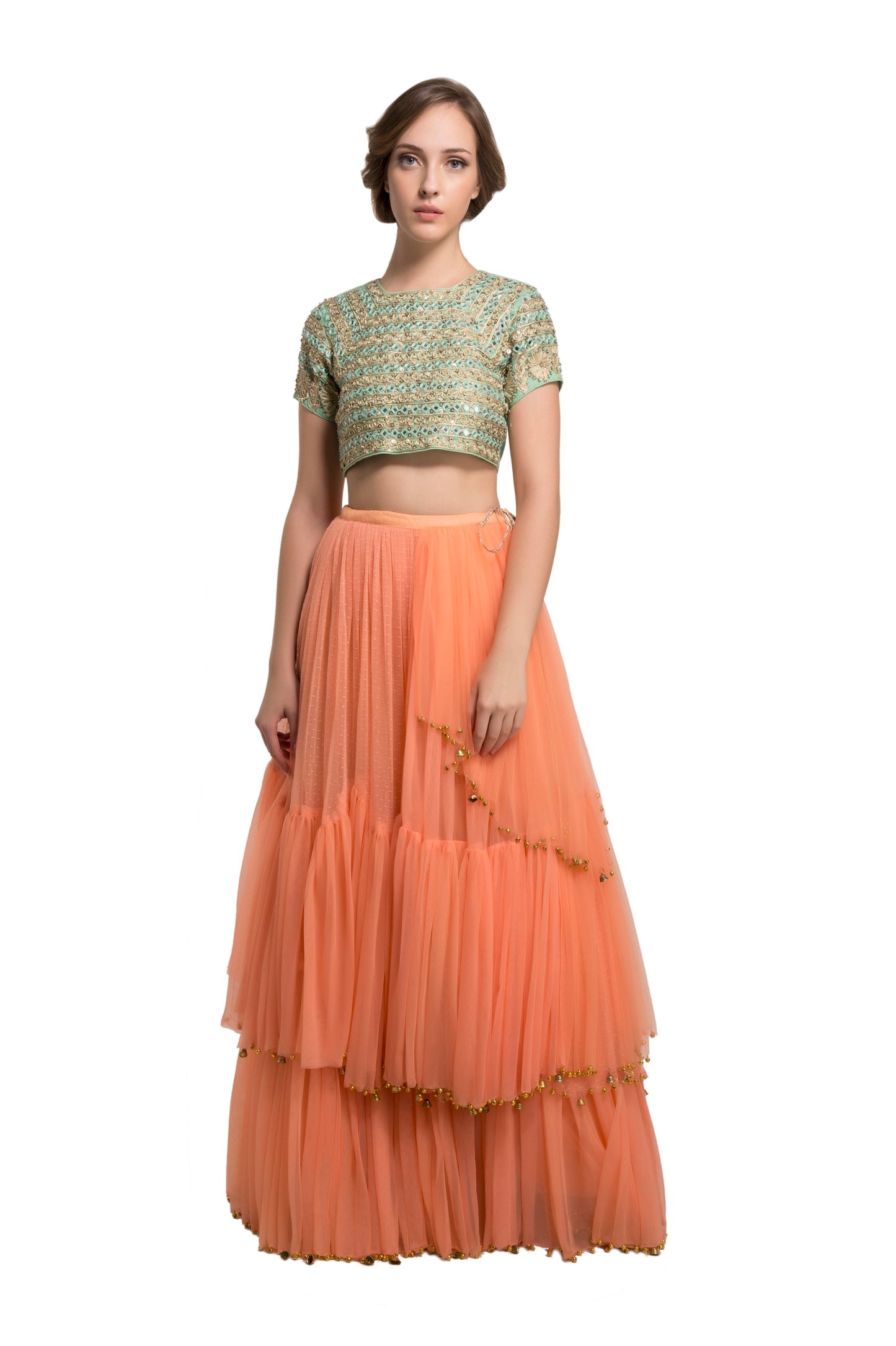 Ghungroo skirt with mirror crop top