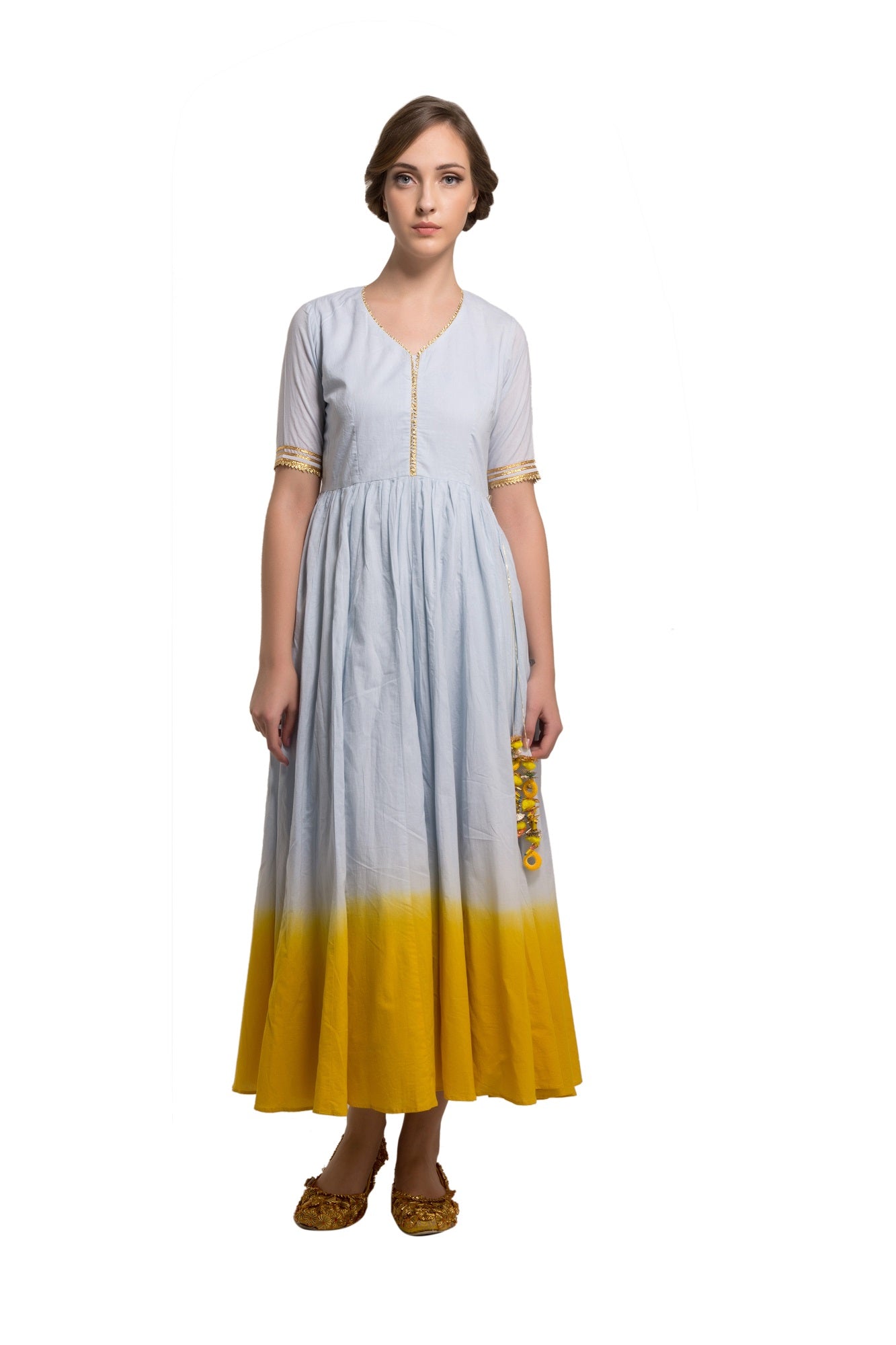 Ombre Ice Blue And Yellow Dress