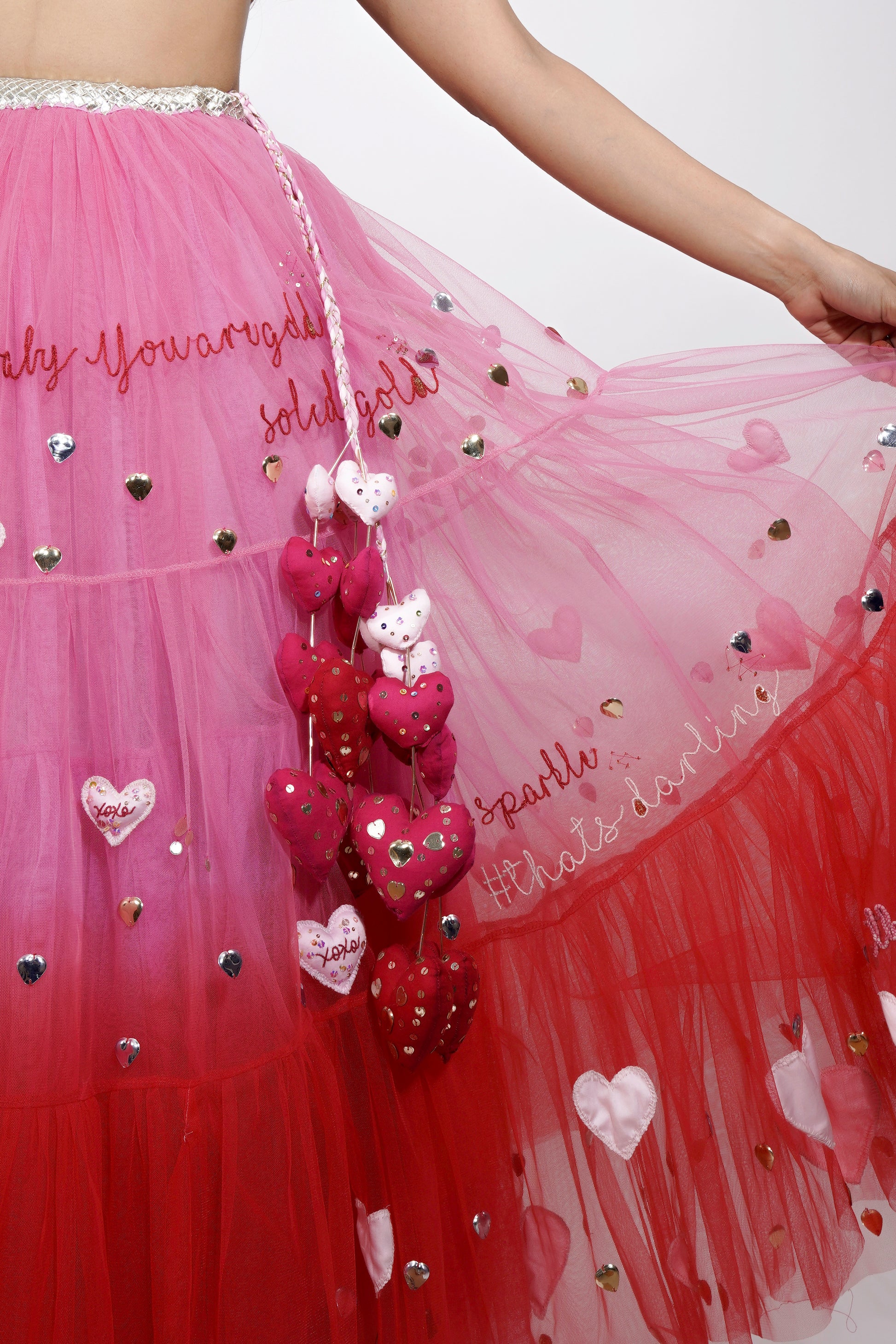 Pink Heart Lehenga Set – Blushing Couture By Shafali
